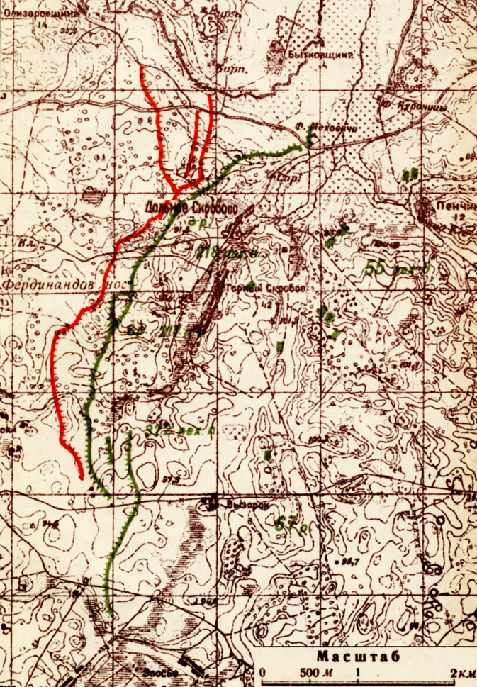 Схема 6. Первая огнеметная атака германцев в районе Скробово 9 ноября