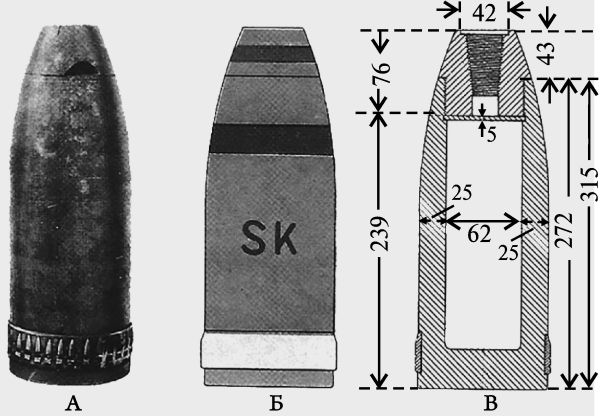 Рисунок 8 — Британский гаубичный химический дюймовый снаряд (11,4 см)
